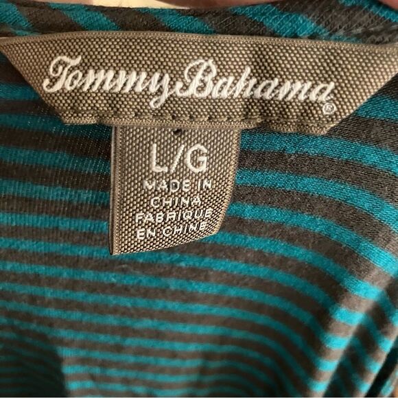 Tommy Bahama Soft Stretchy Teal Stripe Top, Size Large - Picture 2 of 9